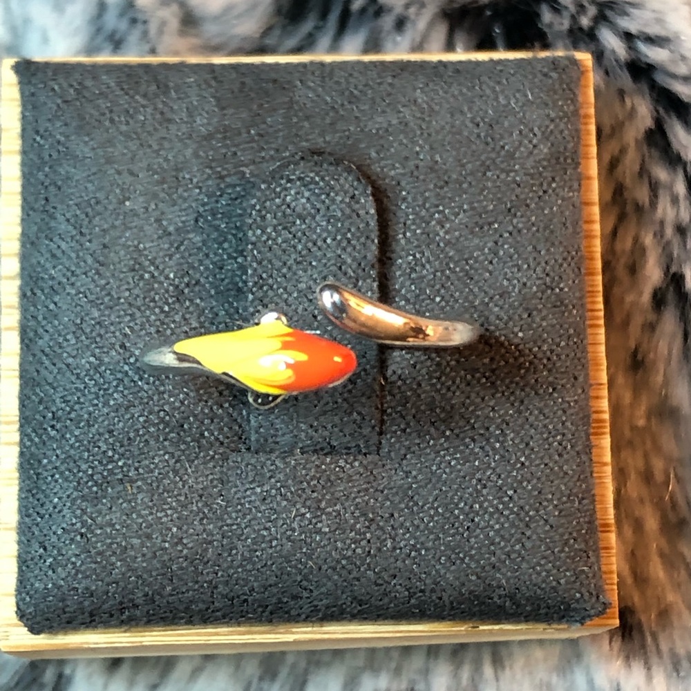 Sterling silver mini koi fish ring